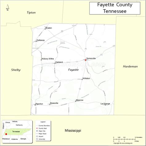 Map of Fayette County, Tennessee - Where is Located, Cities, Population ...
