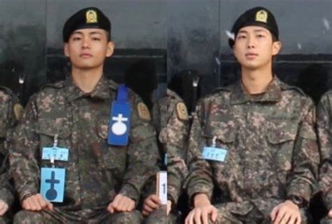 K-Pop BTS Leader RM and Singer Kim Taehyung Spotted In Military Uniform, Fans Appreciate Their ...