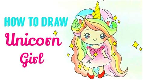 HOW TO DRAW UNICORN GIRL 🦄 | Easy & Cute Unicorn Girl Drawing Tutorial For Beginner - YouTube