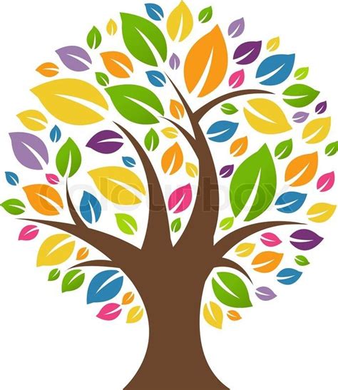 Color Tree | Vector | Colourbox | Cartoon trees, Tree painting canvas, Tree art