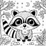 Coloring Page Of A cute raccoon Download Or Print For Free sketch template
