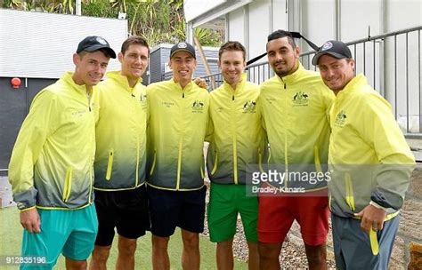 The Australian Davis Cup team pose for a photo during the official ...