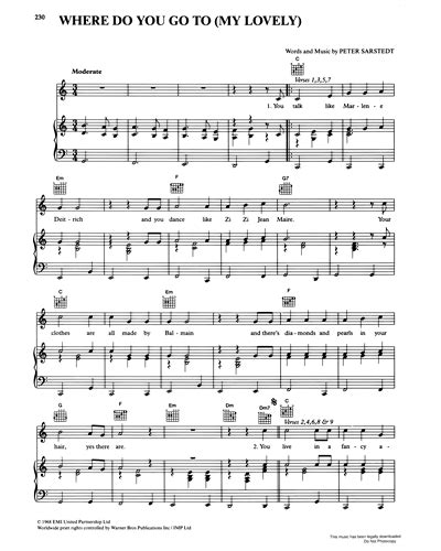 Where Do You Go To (My Lovely) Sheet Music by Peter Sarstedt | nkoda | Free 7 days trial