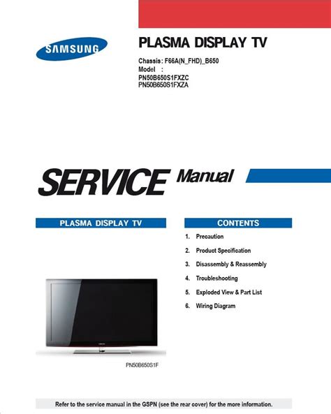 Samsung PN50B650 PN50B650S1F Plasma TV Service Manual