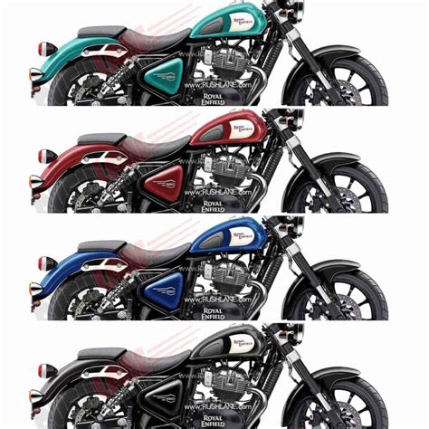 Royal Enfield 650 Cruiser In 4 New Colours Of Red, Black, Blue, Teal - Render