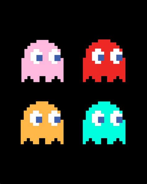 Pacman Ghosts Art Print by KingdomCourageous - X-Small | Pacman ghost, Pixel art, Rock painting ...