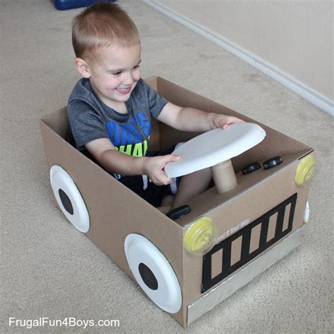 Create a Cardboard Box Car - Frugal Fun For Boys and Girls | Cardboard box car, Cardboard box ...