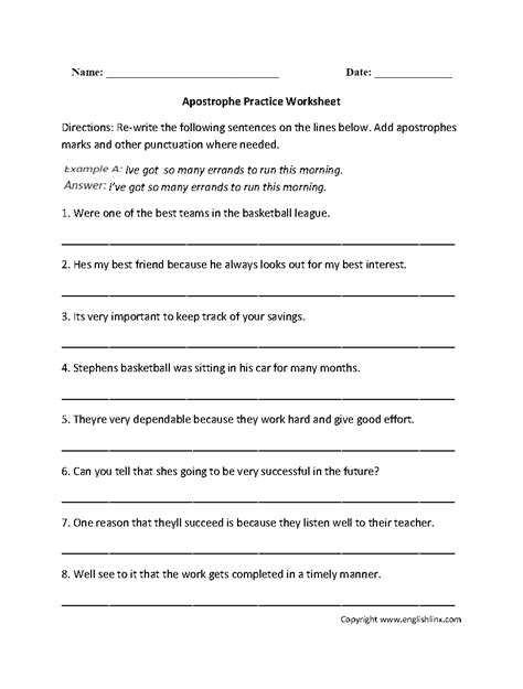 Apostrophe Worksheets With Answer Key — db-excel.com