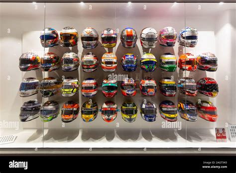 Fernando Alonso Museum, Llaneras, Spain - 18 April, 2019: Helmet ...