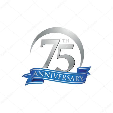 75th anniversary ring logo blue ribbon Stock Vector by ©ariefpro 86344278