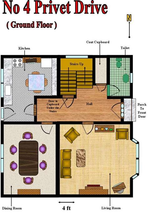 Number 4 Privet Drive Floor Plan Harry Potter Places, Magical World Of Harry Potter, Harry ...