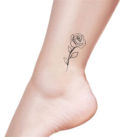 Rose Outline Temporary Tattoo / Rose Tattoo / Flower Tattoo / - Etsy