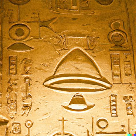 A photograph of ancient Egyptian hieroglyphs depicting an alien spaceship : r/dalle2
