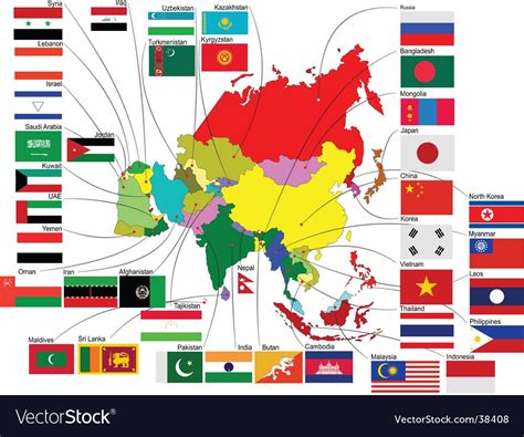 map of Asia with flags. Download a Free Preview or High Quality Adobe Illustrator Ai, EPS, PDF ...