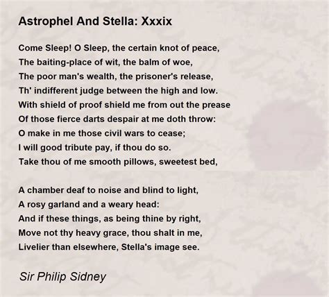 Astrophel And Stella: Xxxix Poem by Sir Philip Sidney - Poem Hunter