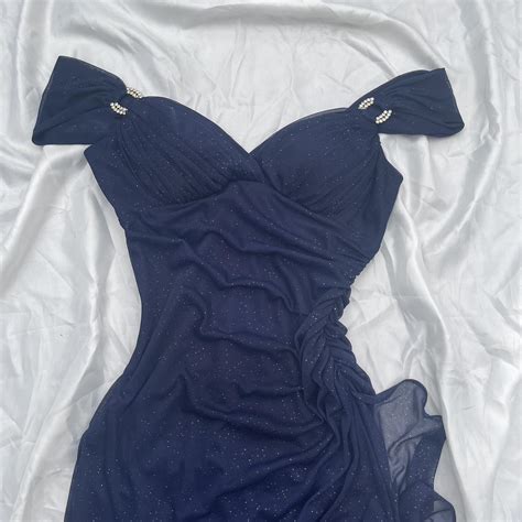 Vintage glitter navy blue dress Size small Waist... - Depop