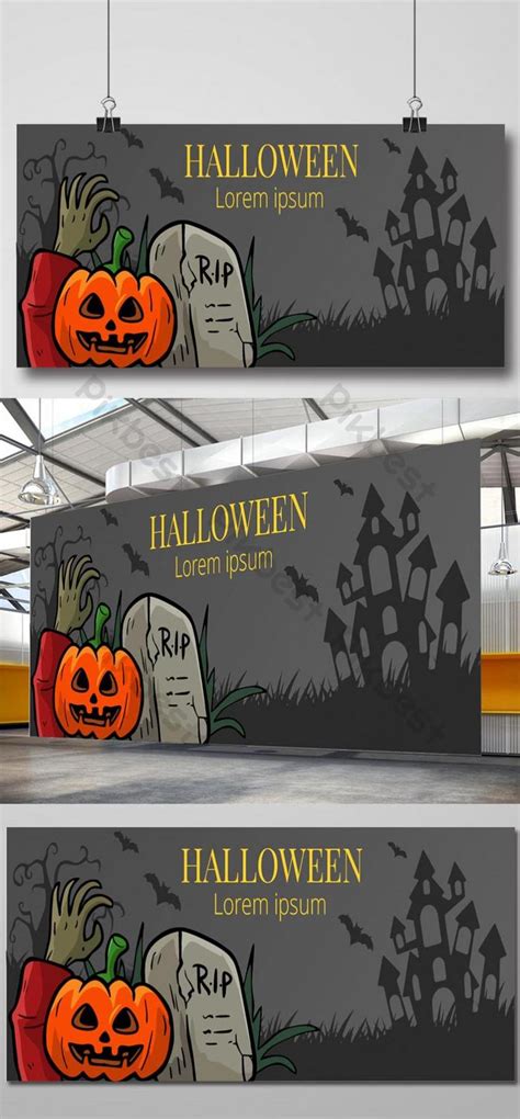 Happy Halloween Banner Greeting October 31 Holiday Event on Dark Grey Background Vector | AI ...