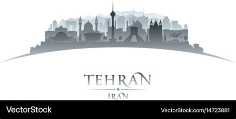 Tehran iran city skyline silhouette white Vector Image