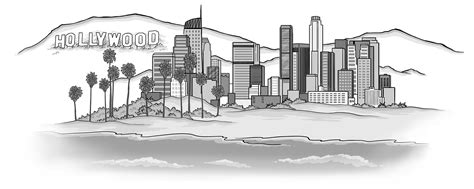 Los Angeles Skyline Drawing at PaintingValley.com | Explore collection of Los Angeles Skyline ...