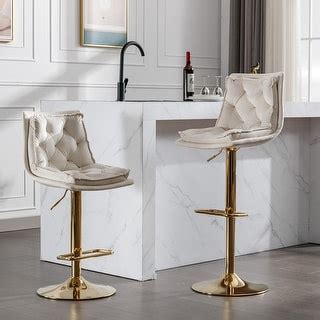 Modern Upholstered Bar Stools with Back and Footrest（Set of 2）Cream ...