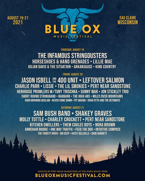 2021 Daily Lineup - Blue Ox Music Festival