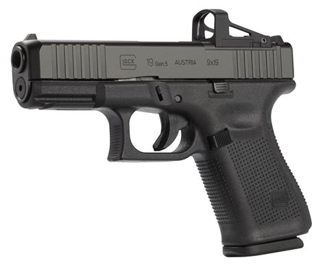 Glock PA195S201MOS G19 Gen5 MOS Compact 9mm Luger 10+1 4.02″ Black GMB Barrel Black nDLC MOS Cut ...