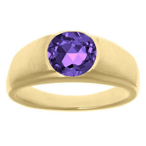 Men's Birthstone Rings Round Amethyst Birthstone Ring in White Rose ...