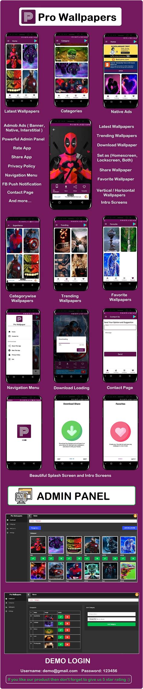 Nulled Pro Wallpapers Android App with Admin Panel free download - Themes Download