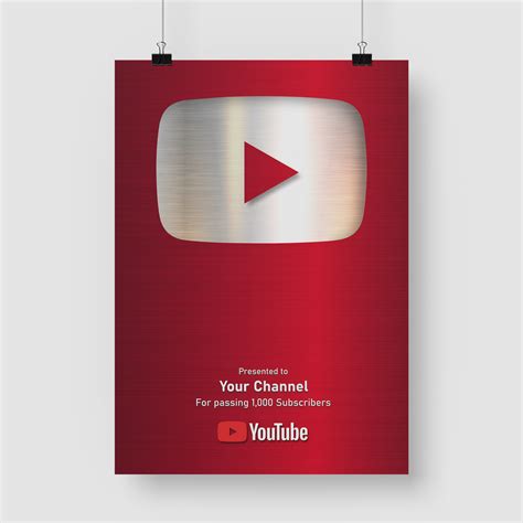 YouTube play button download file Subscribers Diamond red you tube personalised yourdesign play ...