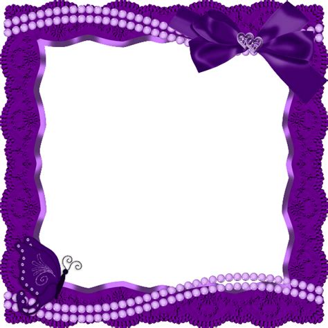 Purple Transparent Frame with Butterfly Ribbon and Pearls | Birthday ...