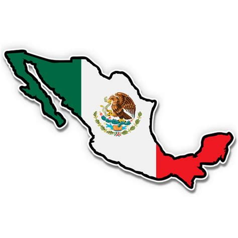 Mexico Shape Flag Eagle Mexican Pride - 3" Vinyl Sticker - For Car Laptop I-Pad Phone Helmet ...