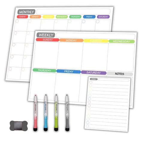 Buy TopZetta Dry Erase Magnetic Whiteboard Set - Magnetic Monthly Planner, Weekly Planner and ...