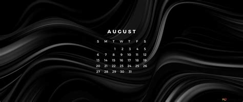 Minimalist Black Light Wave August 2023 Calendar Monochrome 4K ...