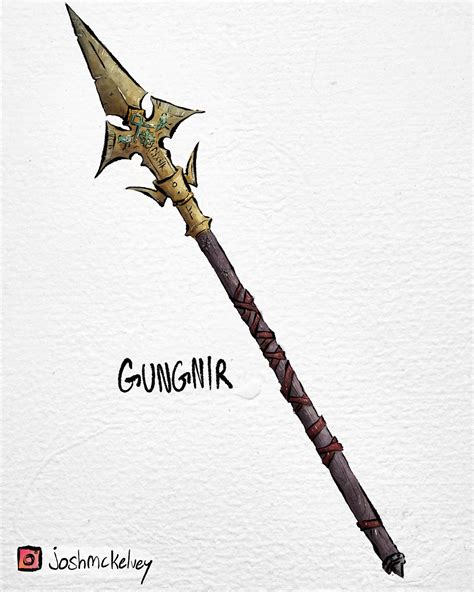 Odin's spear Gungnir, I'm drawing a set of weapons based off norse mythology : r/norsemythology