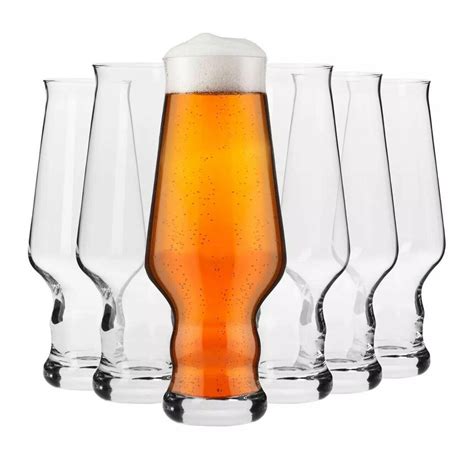 6 x Beer Glasses 400ml Craft Beer Lager Stout Ale Pub Beer Drinking ...