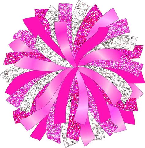 CUSTOM POM Glitter and Glam Pom Pom Digital Clipart Pink and Silver Pom ...