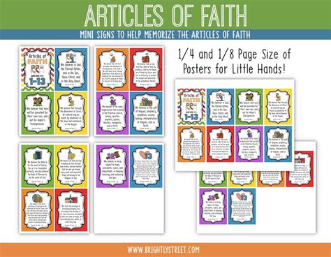 Articles of Faith MINI Posters SIZED for Little HANDS - Etsy