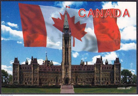 Parliament Hill-Center block and the flag, Ontario-Ottawa - Canada ...