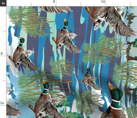 Emerald Green Mallard Ducks Migration Fabric | Spoonflower