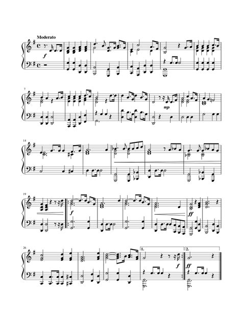 French National Anthem "La Marseillaise" sheet music for Piano download free in PDF or MIDI