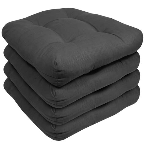 Indoor-Outdoor Reversible Patio Seat Cushion Pad 4 Pack - Charcoal 19" x 19" - Walmart.com