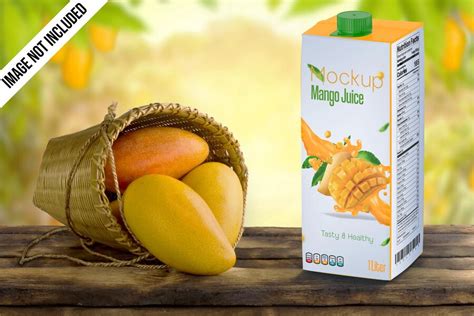 Premium PSD | Mango juice carton packing mockup