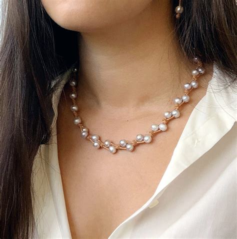 Silver Freshwater Pearl Necklace - Princess Length Double Strand