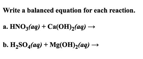 Solved Write a balanced equation for each reaction. a. | Chegg.com