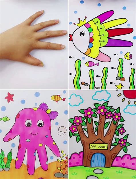 Handprint Drawing Tutorials for Beginners | tutorial | Learn to Make Handprint Drawings in Easy ...