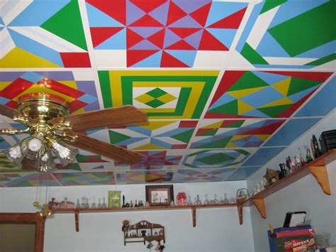 Painted this ceiling in my craft room using lots of painters tape! (for ...