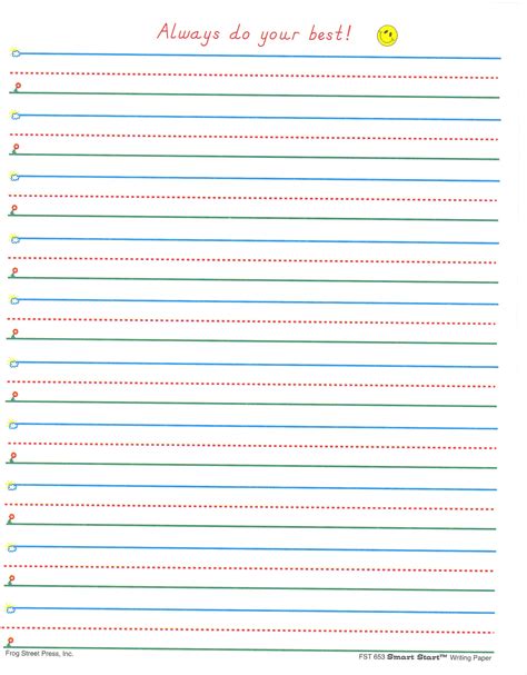 Free Printable Lined Paper Kids Kindergarten