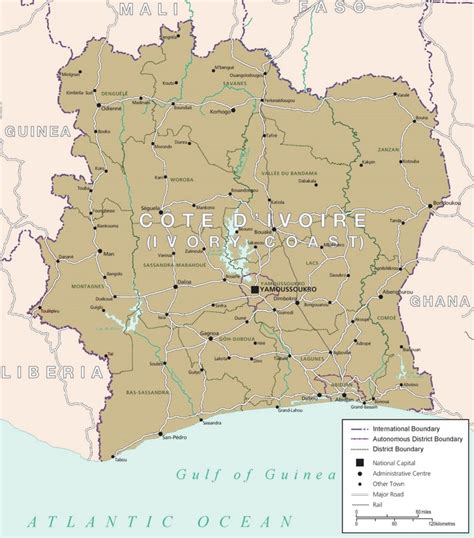 Map of Côte d'Ivoire with cities and towns - Ontheworldmap.com