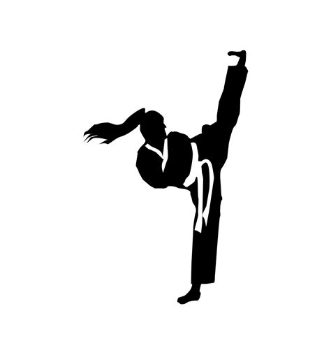 silhouette de fille de taekwondo montrant son coup de pied haut 6537356 Art vectoriel chez Vecteezy