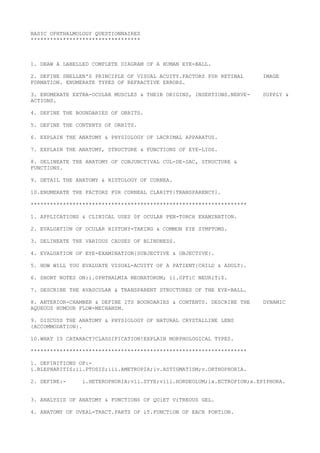 Basic ophthalmology questionnaires | PDF | Free Download